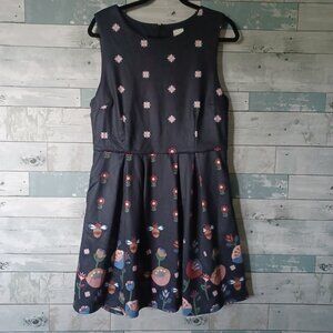 Twik XL Flowers & bees midnight blue mini dress
